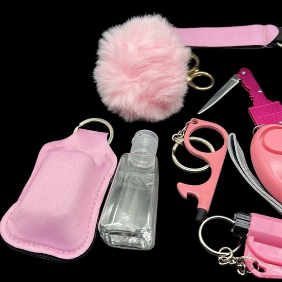 Set of 11 Pink Self Defense Keychain w/Kitty Knuckles - Picture 2 of 3